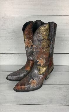 Durango Crush Women's 8 M Cowboy Floral Embroidered Rhinestone Western Boots